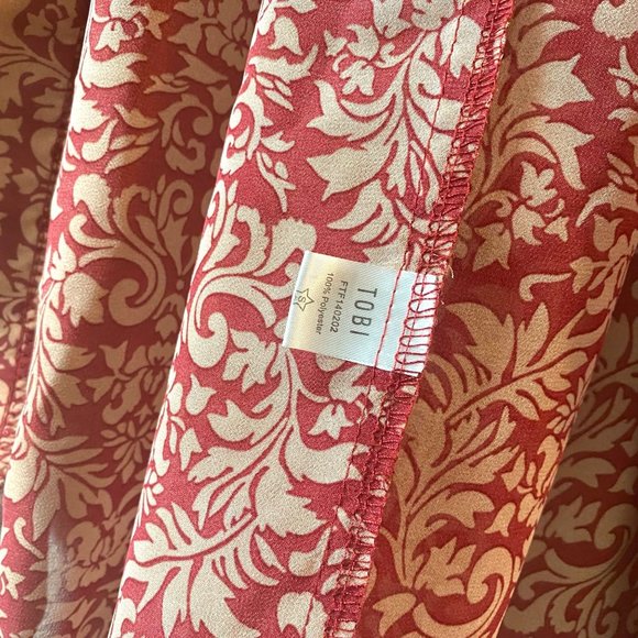 TOBI Red Paisley Print Half Sleeve Sheer Kimono Wrap Cardigan S - Picture 6 of 6